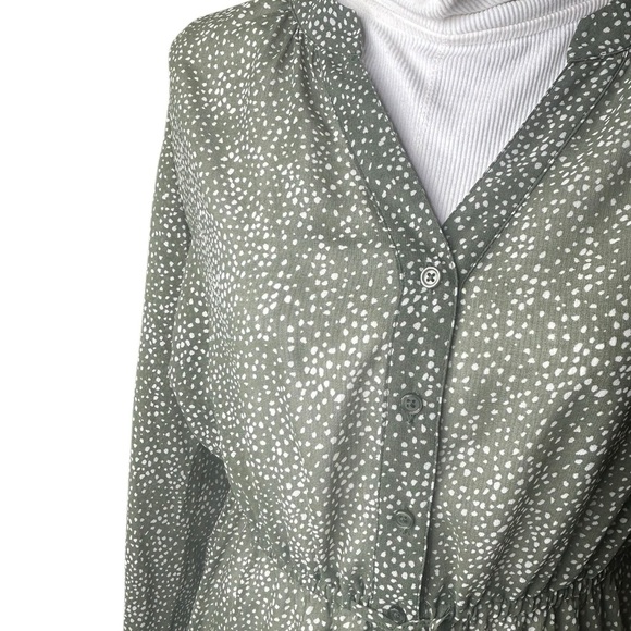 41 Hawthorn 3/4 Sleeve Chiffon Shirt Dress sheer no slip medium dots - Picture 5 of 8